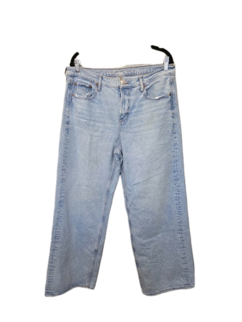 American Eagle 90s Wide Leg Jeans Size 14 High Rise Light Wash 34x29